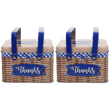 2Pcs Blue Handheld Metal Cookie Gift Tin Practical Storage Box