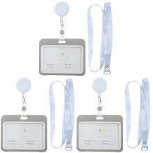 6Pcs Grey Multi-Functional Horizontal Card Covers Id Badge Holders PVC