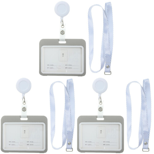 6Pcs Grey Multi-Functional Horizontal Card Covers Id Badge Holders PVC