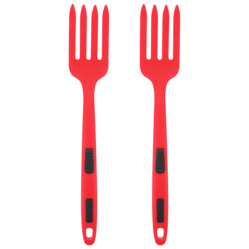 8Pcs Heat-Resistant Silicone Forks Red Multi-Function Cooking Utensils