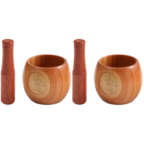 2Pièces Écrase-Ail En Bois Manuel Pour Maison Cadeau 1