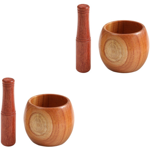 2Pièces Écrase-Ail En Bois Manuel Pour Maison Cadeau 2
