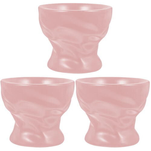 3Pcs Pink Ceramic Dessert and Salad Bowls Decorative