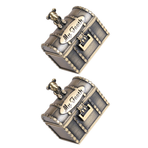 4Pcs Baby Teeth Storage Boxes Golden Metal Keepsake Tooth Holders 2
