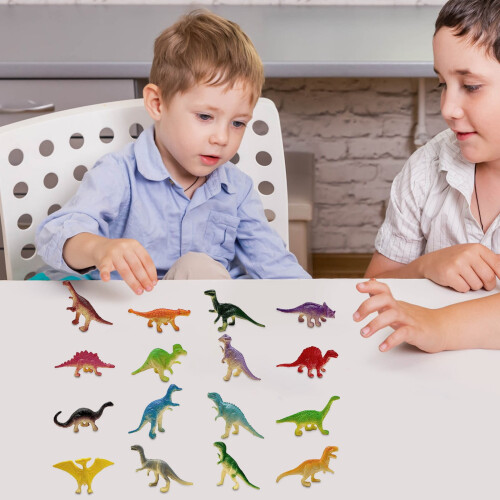 Pyaiiner16PCS Μίνι Δεινόσαυροι Ρεαλιστικά Σετ Φιγούρων Δεινοσαύρων με Λεπτομερή 2