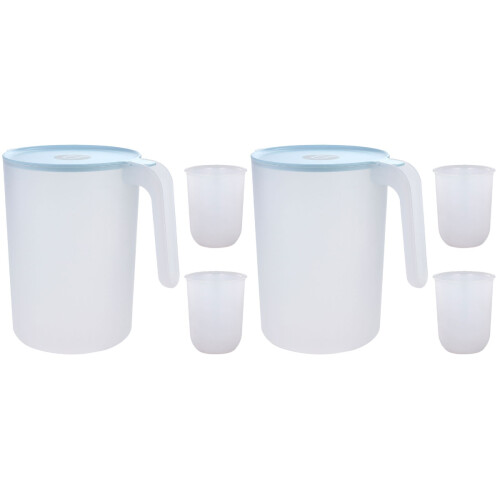 2Sets Blue Fridge Water Kettle Cold Drink Holder with Lid 1