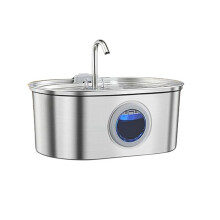 Pet Water Fountain Water Fountain Stainless Steel with Transparent Window Ultra Quiet Pet Water Feeder(UK Plug)
