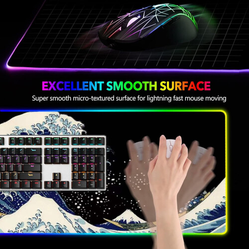 RGB Gaming Mouse Pad 35,4x15,8", Αδιάβροχη, Αντιολισθητική Βάση από Λαστιχένιο Υλικό, 14 1