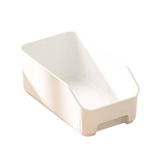 Plastic Storage Cabinet Box for Kitchen – Open Access, Space-Saving, Rounded Edges, Beige/White/Clear, 37x17x13.5cm 1