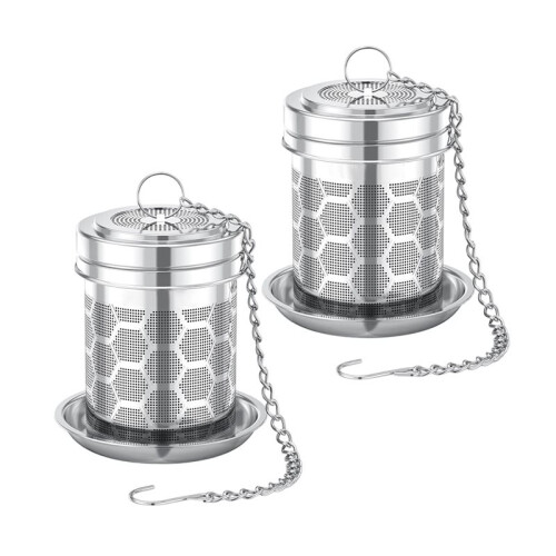 2 Pack Tea Strainers for Loose Tea, Extra Fine Mesh Tea Infuser, with Chain Hook, Loose Leaf Tea Steeper for Brew Tea