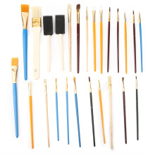 Platte verfkwasten, handvat met satijnen afwerking en opvallende vormen, hoogwaardige synthetische nylon haren voor acryl- en aquarelverf, korte