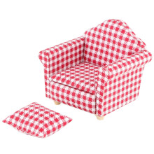 Visual Feast Doll House Furnitures, Miniature Dollhouse Toy1: 12Scale Living Room Furniture Sofa with Pillow, Wooden Fabric Frame Handmade Crafts
