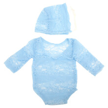 Åndbart nyfødt babytøjssæt Stilfuld blonde heldragt og hue Matchende design Blødt stof Velegnet til piger, drenge, første måned