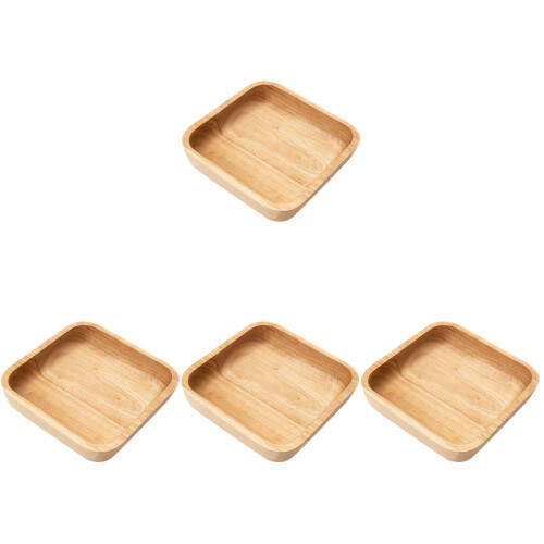 4Pièces Plateaux De Service En Bois Bords Arrondis Sécurisés