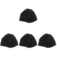 4Pcs Black Nylon Swimming Caps for Women Flexible Comfortable