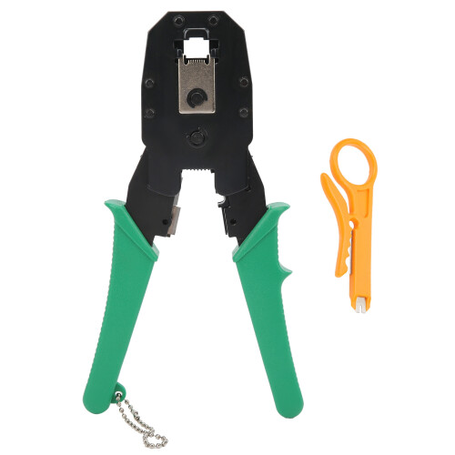 Secure Termination Ethernet Crimp Tool, Modular Data Cable Crimper with Wire Stripper Network Cable Tester Professional RJ45Crimper Wide Application
