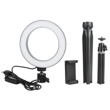 Anello luminoso a LED alimentato tramite USB per fotografia e selfie. 3 modalità di illuminazione. 10 livelli di luminosità. Illuminazione uniforme