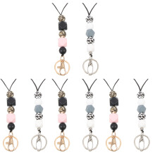 8Pcs Silicone Bead Keychain Necklace Anti-Lost Lanyard Assorted Colors