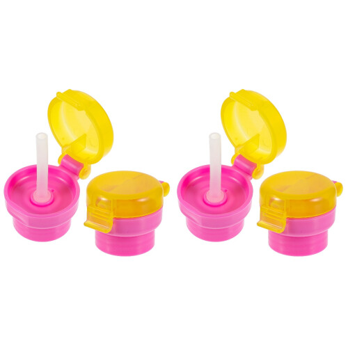 4Pièces Couvercles En Silicone Pour Bouteilles Rose Enfants