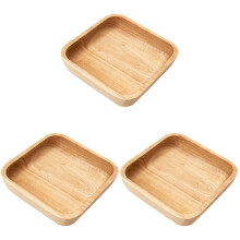 3Pcs Light Brown Wood Dessert Bowls Tray for Household Use