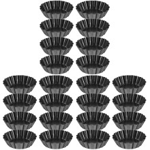 24Pièces Moules À Tartes Mini Acier Noir Pour Cuisine Banquet