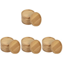 24Pcs Bamboo Round Flowerpot Bases Light Yellow Planter Drip Trays