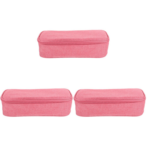 3Pcs Pink Electronic Organizer Bags Durable Fabric Storage for Travel