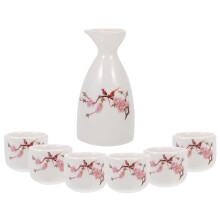 3Pcs Grey Ceramic Sake Serving Pot with Cups for Gatherings