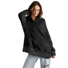 Felpa casual da donna oversize con maniche lunghe, facile da lavare, chiusura con zip, design leggero e carino, ideale per la versatilità.