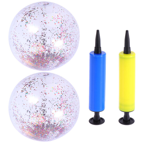 8Pcs Assorted Color Glitter Inflatable Beach Ball Transparent Pool Toy