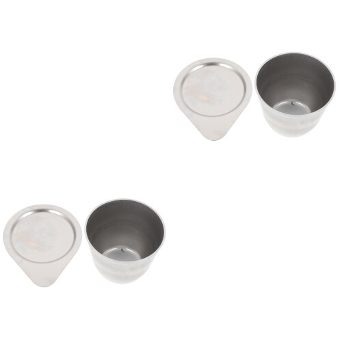 2Pcs Practical Iron Crucible Dish Silver with Lid for Laboratory Use 2