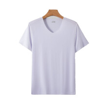 Ανδρικό T-shirt με στενή εφαρμογή και λαιμόκοψη V, ανθεκτικό μπλουζάκι από μετάξι