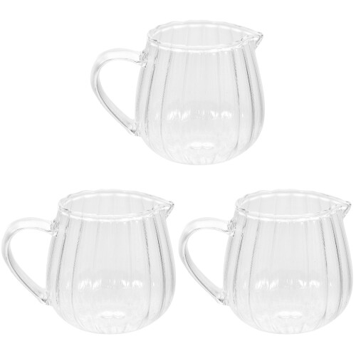 3Pcs Clear Glass Coffee Creamer Pitcher Multi-Use Milk Pourer Jar
