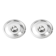 2Pcs Metal Seasoning Pot Lids with Heat Resistant Knob Silver