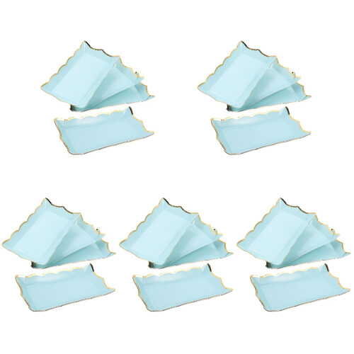 20Pièces Plateaux Jetables Bleus Pour Gâteaux, Fruits Biscuits