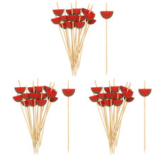 300Pièces Piques Fruits Décoratifs Bois Rouge Usage Particulier