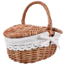 2Pcs Hand-Woven Basket Light Brown Portable Storage Container for Home