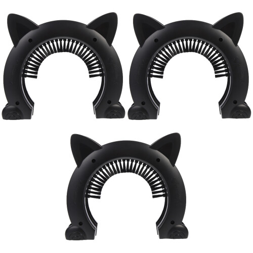 3Sets Plastic Cat Door Interior Pet Door with Brush Grooming Feature 2