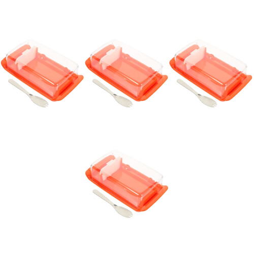 4Pièces Boîte Conserve Beurre Orange Premium Couvercle Spatule 1