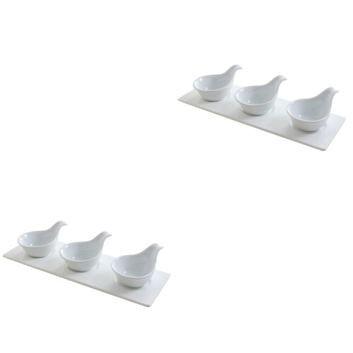 2Sets Easy-Clean White Ceramic Appetizer and Seasoning Spoons for Home 2