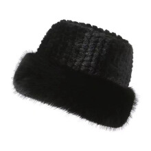 Winter Faux Fur Bucket Hat Warm, Plush Protection From Cold Fashionable Winter Hat for Women Winter Cap-Black