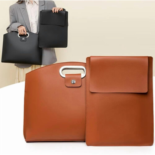 Dames laptoptas set waterdicht leer 2-delig 2
