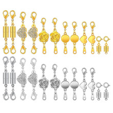 24-Teiliges Magnetverschlussset für Halsketten, Rund, Zylindrisch, Rosafarben, Magnetverschluss für Schmuck, Verriegelung für Halsketten