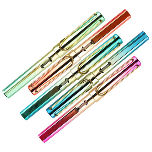 10Pcs Student Fountain Pens Colored Ink Calligraphy Office Use 2