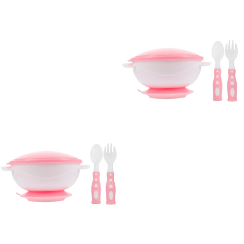2Ensembles Bols Rose Avec Grande Surface Anti-Renverse 2