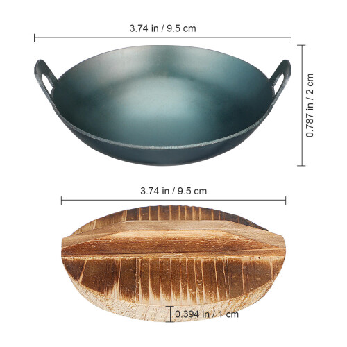 3Sets Mini Wok Models Toy Kitchenware Wooden Iron Assorted Color 1