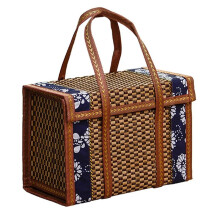 Cestino per Frutta, In Bambù Intrecciato, Portatile, Semplice, Portatile, per Picnic, Contenitori per Alimenti, Contenitori Pieghevoli per Snack, per