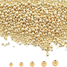 500 Pezzi di Perline Distanziatrici Dorate, Perline per Braccialetti Rotondi, Perline In Ottone Metallo Liscio Senza Cuciture, per Gioielli DIY,