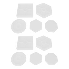 10Pcs Diy Coaster Silicone Mold Included Square Hexagon Circle Octagon Mold for Resin, Concrete, Cement, Home Decoration