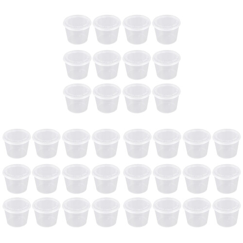 300Pièces Pots Portion Plastique Blancs Ronds Pour Sauce Condiments 1